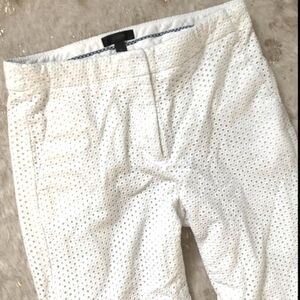 J CREW White Eyelet Patio Capri Pant